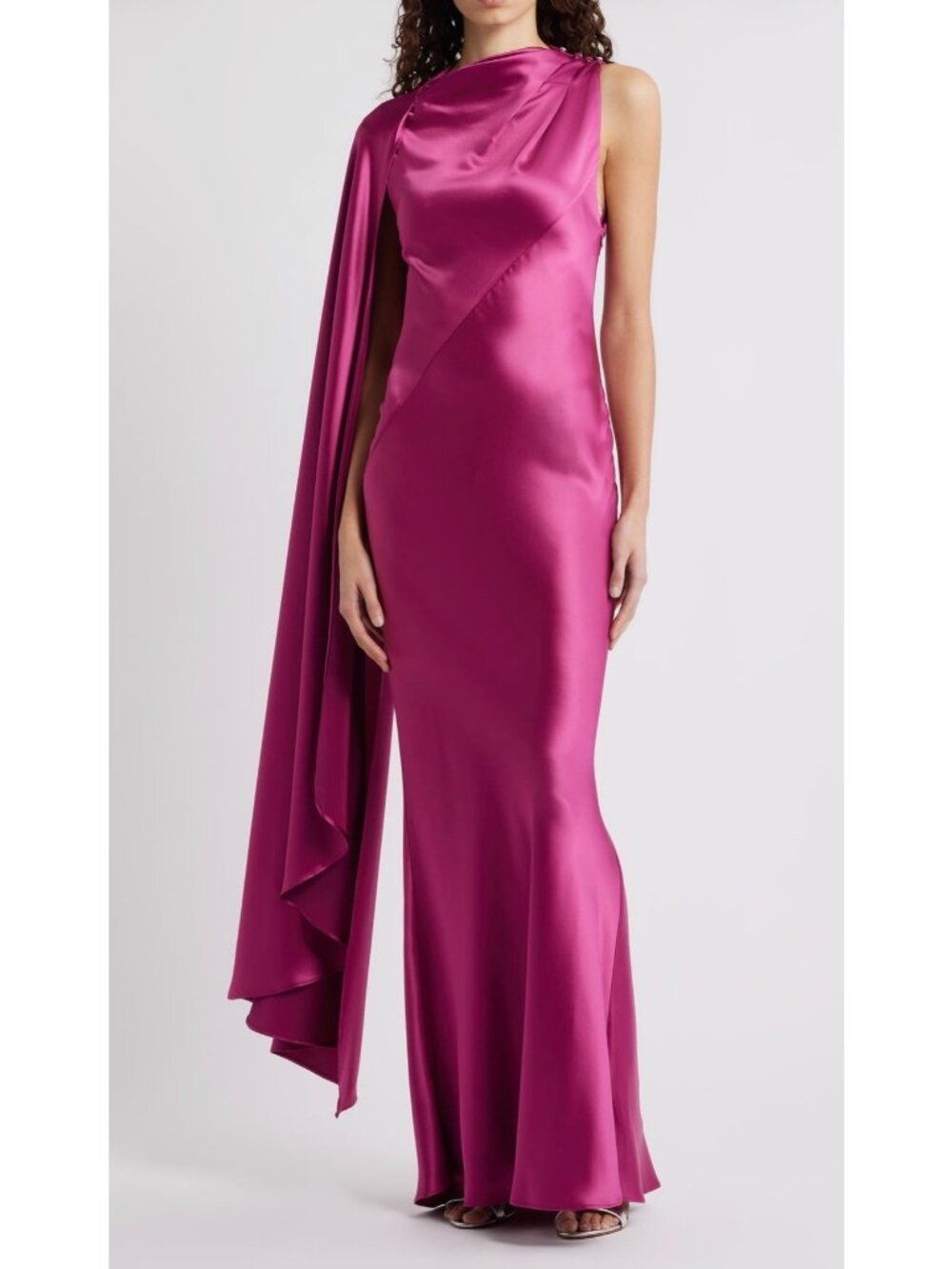 NWT Acler Ropley Drape Bias Cut fuchsia  Satin Maxi Cocktail Dress size US 6